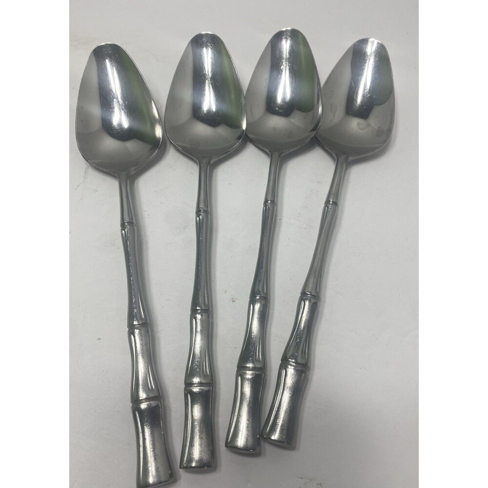 4 Vintage Supreme Cutlery CANE Bamboo Stainless Japan  7” Spoon Soup